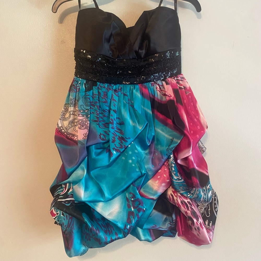 Strapless Blue & Pink Bubble Dress